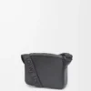 XS Military Messenger Bag aus geschmeidigem, glattem Kalbsleder und Jacquard Schwarz