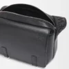 XS Military Messenger Bag aus geschmeidigem, glattem Kalbsleder und Jacquard Schwarz