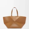 XXL Puzzle Fold Tote aus glänzendem Kalbsleder Oak