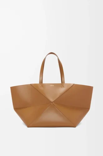 XXL Puzzle Fold Tote aus glänzendem Kalbsleder Oak