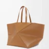 XXL Puzzle Fold Tote aus glänzendem Kalbsleder Oak