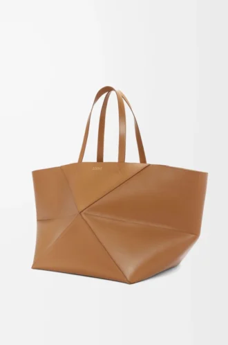 XXL Puzzle Fold Tote aus glänzendem Kalbsleder Oak