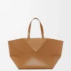 XXL Puzzle Fold Tote aus glänzendem Kalbsleder Oak