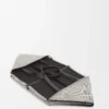 XXL Puzzle Fold Tote aus Jacquard-Canvas und Kalbsleder in Natur/Schwarz