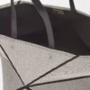 XXL Puzzle Fold Tote aus Jacquard-Canvas und Kalbsleder in Natur/Schwarz