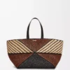 XXL Puzzle Fold Tote aus Raffia Natur/Honiggold
