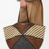 XXL Puzzle Fold Tote aus Raffia Natur/Honiggold