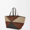 XXL Puzzle Fold Tote aus Raffia Natur/Honiggold
