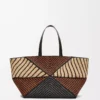 XXL Puzzle Fold Tote aus Raffia Natur/Honiggold