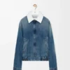 Zip-Jacke aus Denim Blau