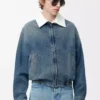 Zip-Jacke aus Denim Blau