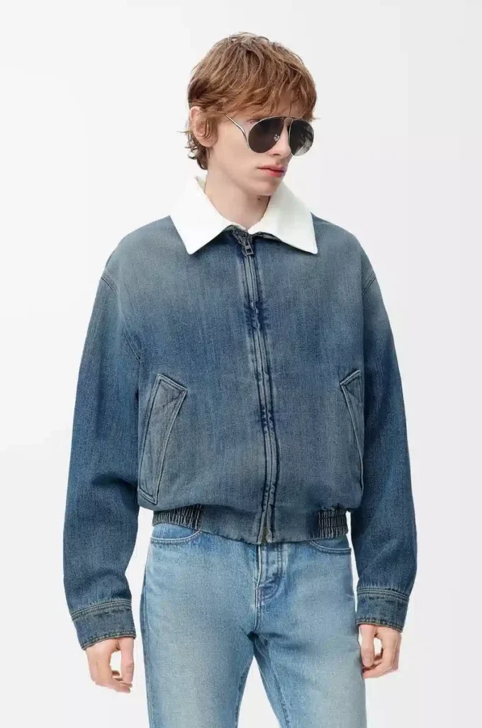 Zip-Jacke aus Denim Blau