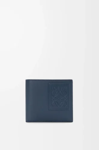 Zweifach gefaltete Geldbörse aus satiniertem Kalbsleder Indigo Dye