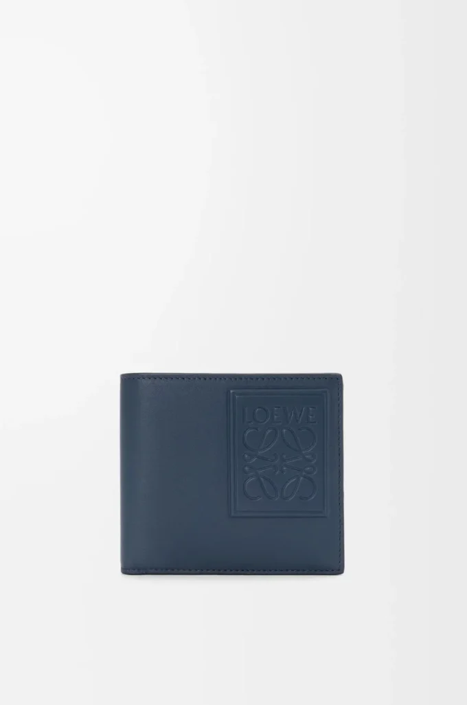 Zweifach gefaltete Geldbörse aus satiniertem Kalbsleder Indigo Dye