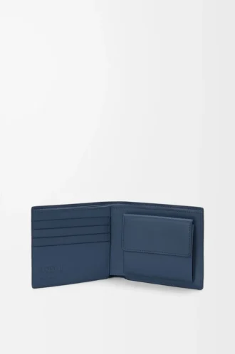 Zweifach gefaltete Geldbörse aus satiniertem Kalbsleder Indigo Dye
