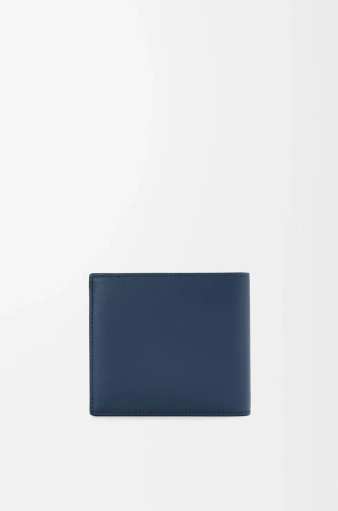 Zweifach gefaltete Geldbörse aus satiniertem Kalbsleder Indigo Dye
