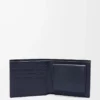 Zweifach gefaltete Geldbörse aus strukturiertem klassischem Kalbsleder in Deep Navy