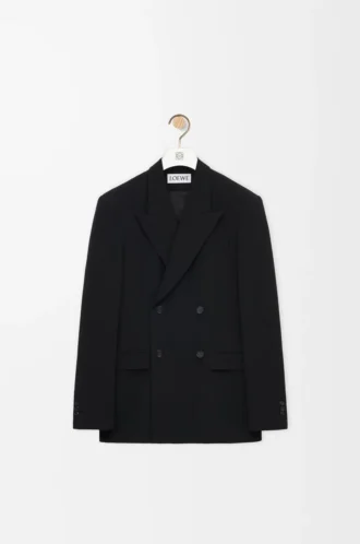 Zweireihige Jacke aus Wolle Schwarz