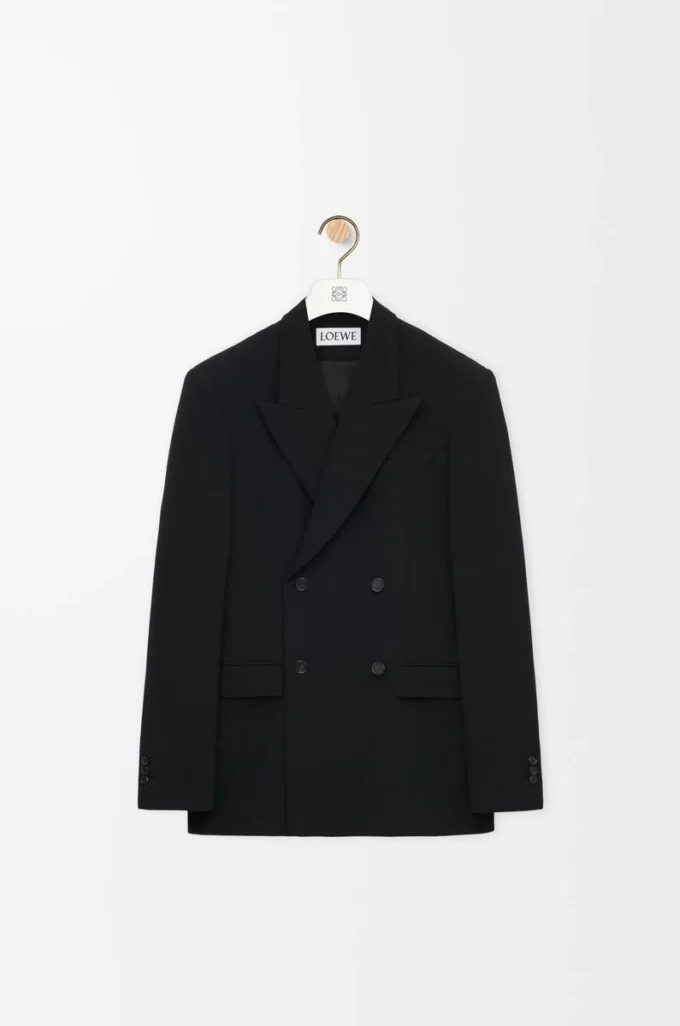 Zweireihige Jacke aus Wolle Schwarz