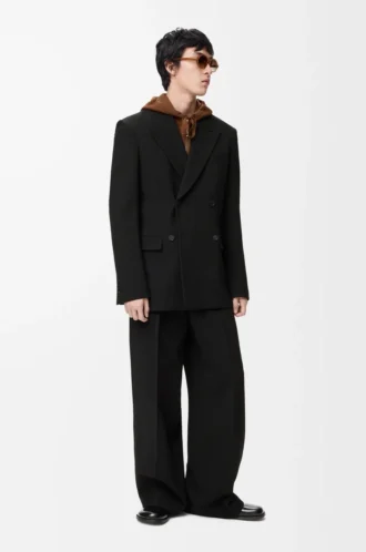 Zweireihige Jacke aus Wolle Schwarz