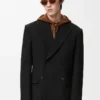 Zweireihige Jacke aus Wolle Schwarz