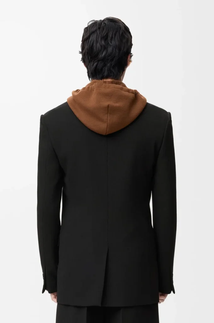 Zweireihige Jacke aus Wolle Schwarz