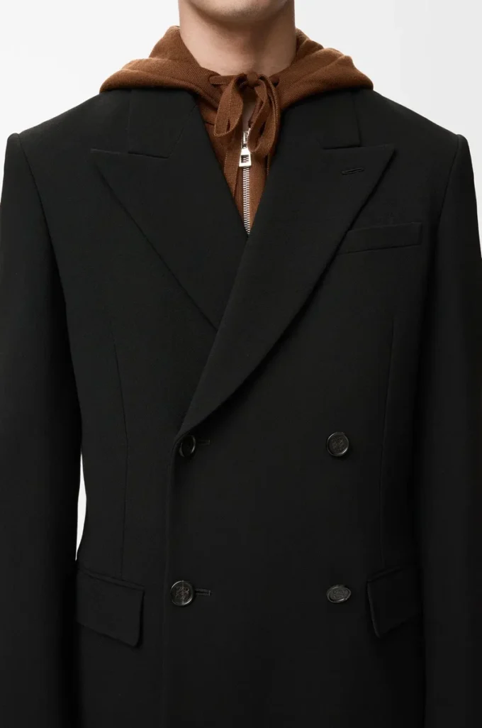 Zweireihige Jacke aus Wolle Schwarz